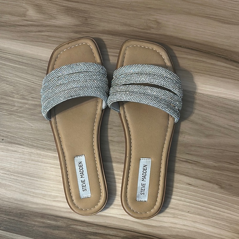 Steve Madden Silver Slide Sandals